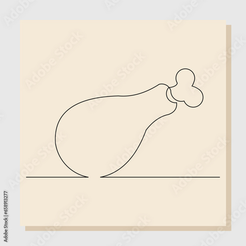 Continuous line drawing art of broiler chicken turkey legs. Vector illustration  single one line of delicious food