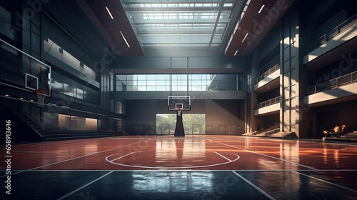 A cinematic and realistic high-ceiling basketball court © Mas