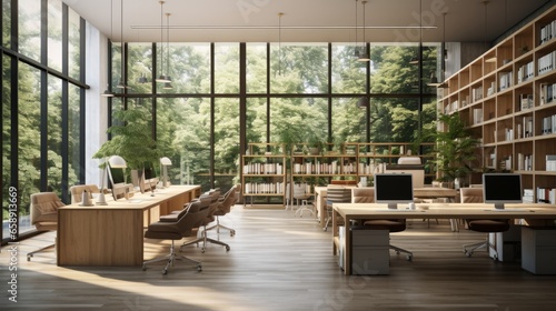 3d render of modern office, working room