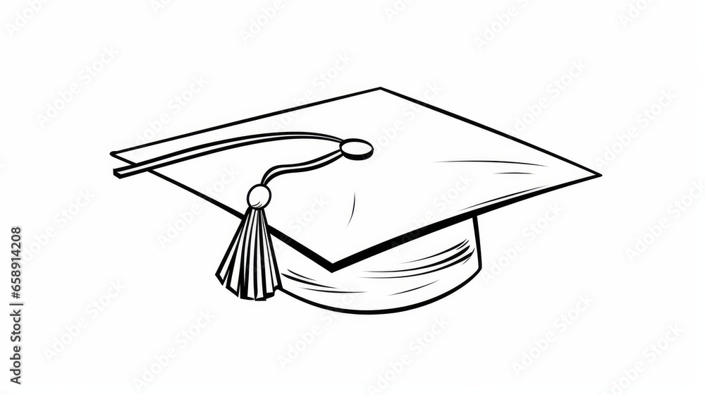 This single continuous line drawing illustrates a graduation cap, representing an iconic element of academic achievement and scholarly success. It's a minimalist yet trendy graphic design that conveys - obrazy, fototapety, plakaty 
