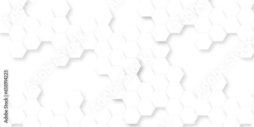 Abstract background with hexagon, modern abstract vector polygonal pattern. Futuristic abstract honeycomb mosaic white background. Surface polygon pattern with glowing hexagon paper. © armans
