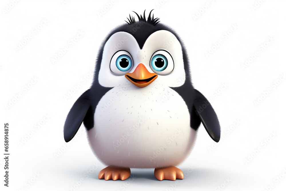 cute cartoon penguin monster on white background