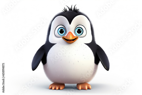 cute cartoon penguin monster on white background
