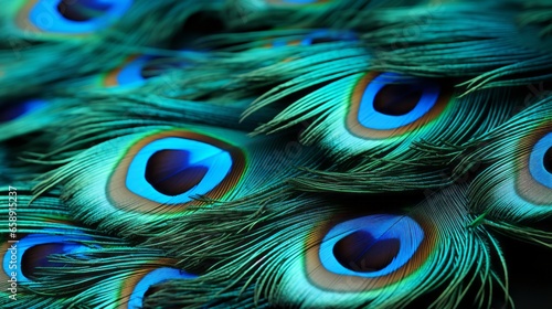 Peacock feathers. Bird feathers. Realistic feathers. 