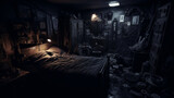 Haunted House Vibes: A Spine-Chilling Bedroom,generated by IA