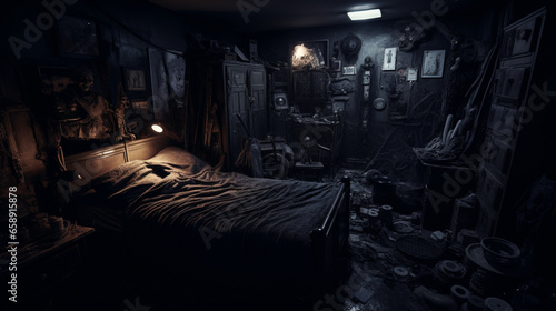 Haunted House Vibes  A Spine-Chilling Bedroom generated by IA