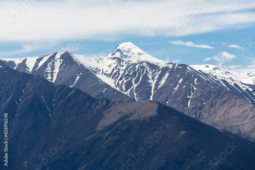 View of Mount Kazbek from Tsey Loam pass