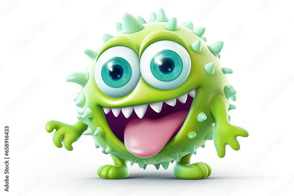 cute cartoon bacteria germ monster on white background cute cartoon bacteria germ monster on white background