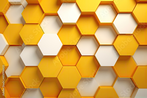 Yellow white honeycomb hexagon texture. abstract honey combs design background