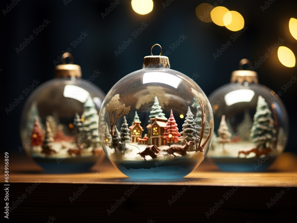 christmas ball decorations on a table