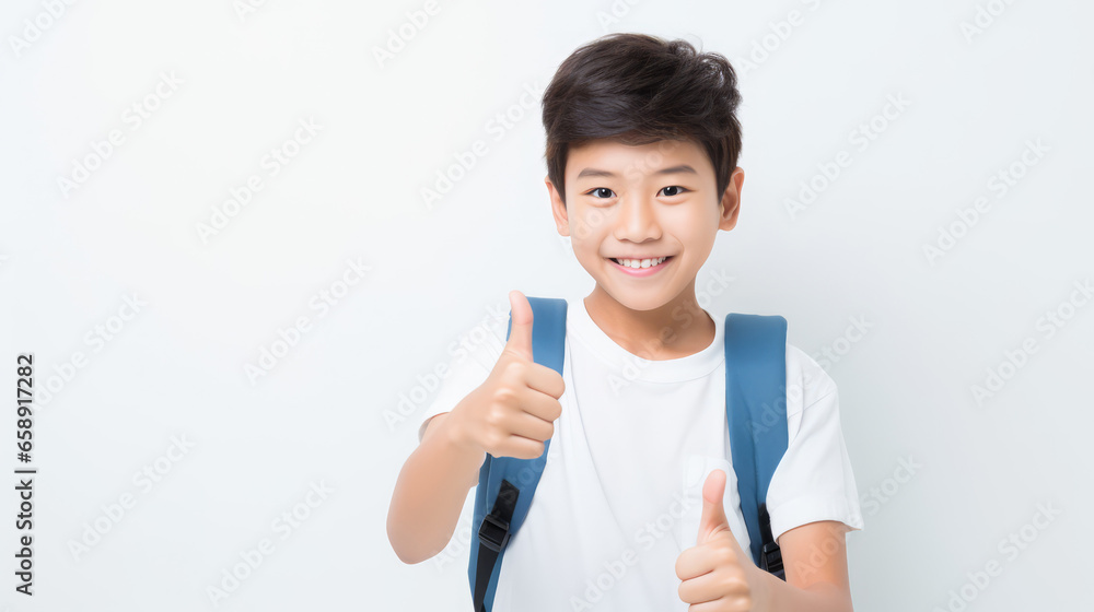 Happy guy showing thumb up gesture and smiling in the studio Happy guy showing thumb up gesture and smiling in the studio