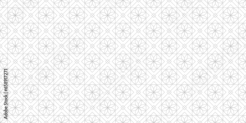 Octagram Flower Shapes Simple Line Seamless Vector Geometric Pattern Background
