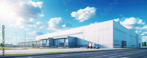 Modern new industrial or factory building. Logistics warehouse photo