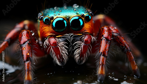 Photograph of a close-up micro spider, Revealing the Hidden Beauty of Spiders' Intricate World - Generative AI