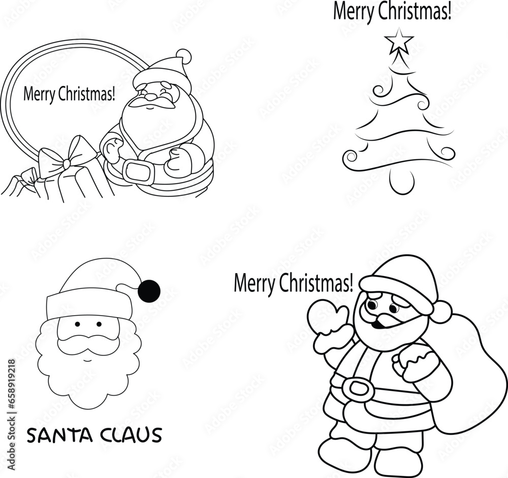  christmas, set, cat, outline, bear, toy, fairytale, fun, comic, child, book, people, design, xmas