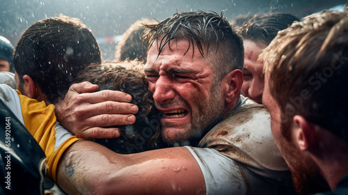 Celebrating victory between tears and emotion photo