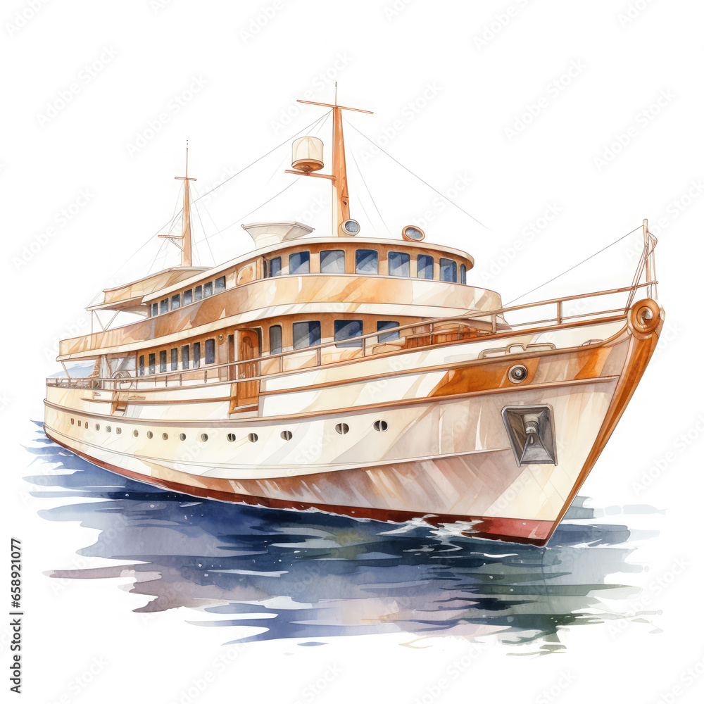 Fototapeta premium luxurious boat ship Illustration, Generative Ai