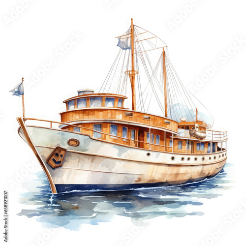 luxurious boat ship Illustration, Generative Ai