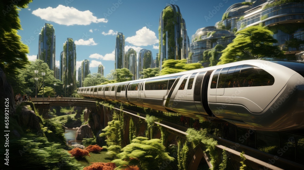 Fototapeta premium Discover the Ever-Changing Urban Symphony: Exploring the modern metropolis, stunning architecture, and vibrant cityscape, generative AI