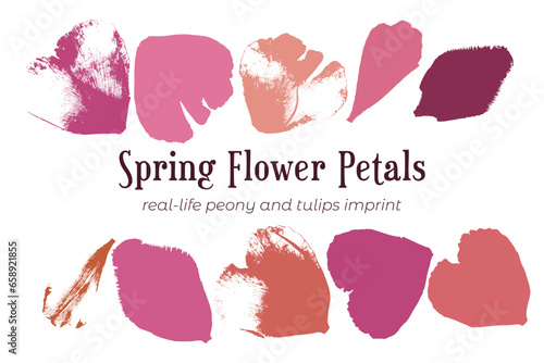 Set with the group of live flower imprints