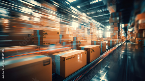 Blurred movement of parcels within the logistics department