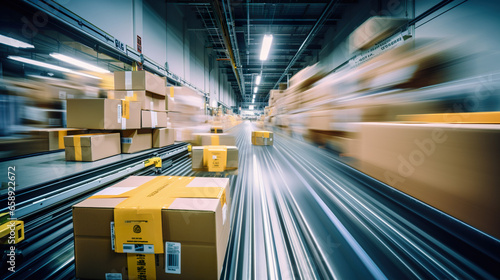 Blurred movement of parcels within the logistics department