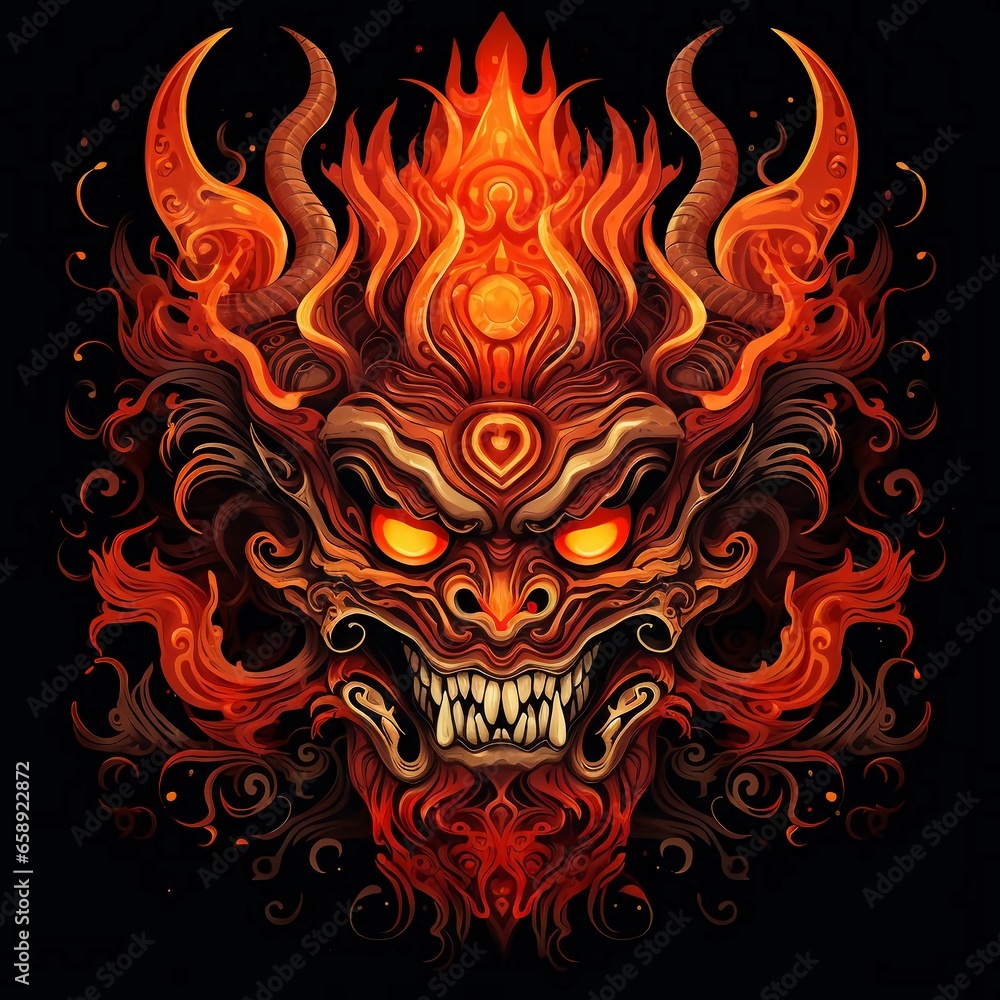 red and gold devil head t-shirt design