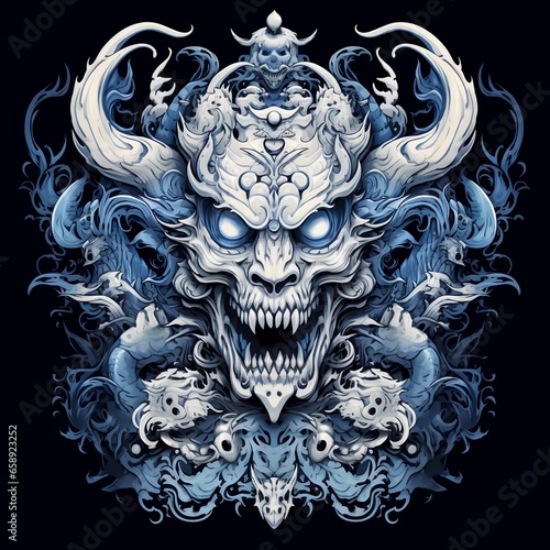 blue and white devil head t-shirt design © q