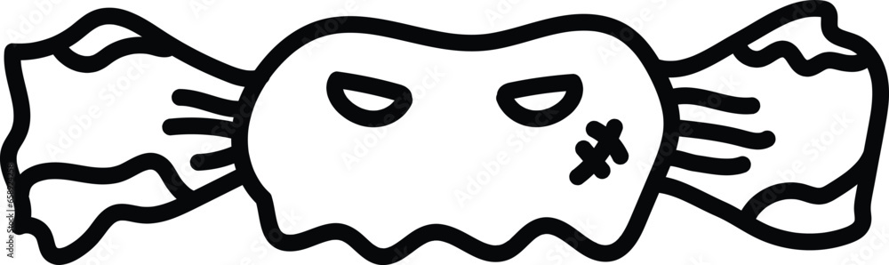 Halloween doodle ghost candy drawing vector illustration. Isolated on white background