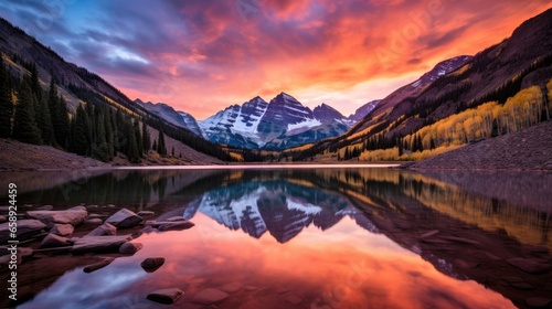 Majestic Sunrise Over Maroon Bells Lake © Ян Заболотний