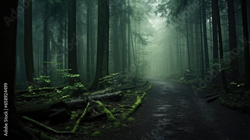 Moody Forest Pathway Covered In Mist Enchanting Forest Scene Perfect For Halloween Ambiance . Сoncept 1. Moody Forest Pathway 2. Enchanting Forest Scene 3. Halloween Ambiance 4. Misty Forest Ambience