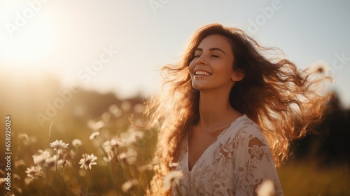 Women Embrace A Healthy Lifestyle  Basking In The Warm Sun.   oncept Summer Fitness Tips  Outdoor Workouts  Healthy Eating Habits  Self-Care For Women