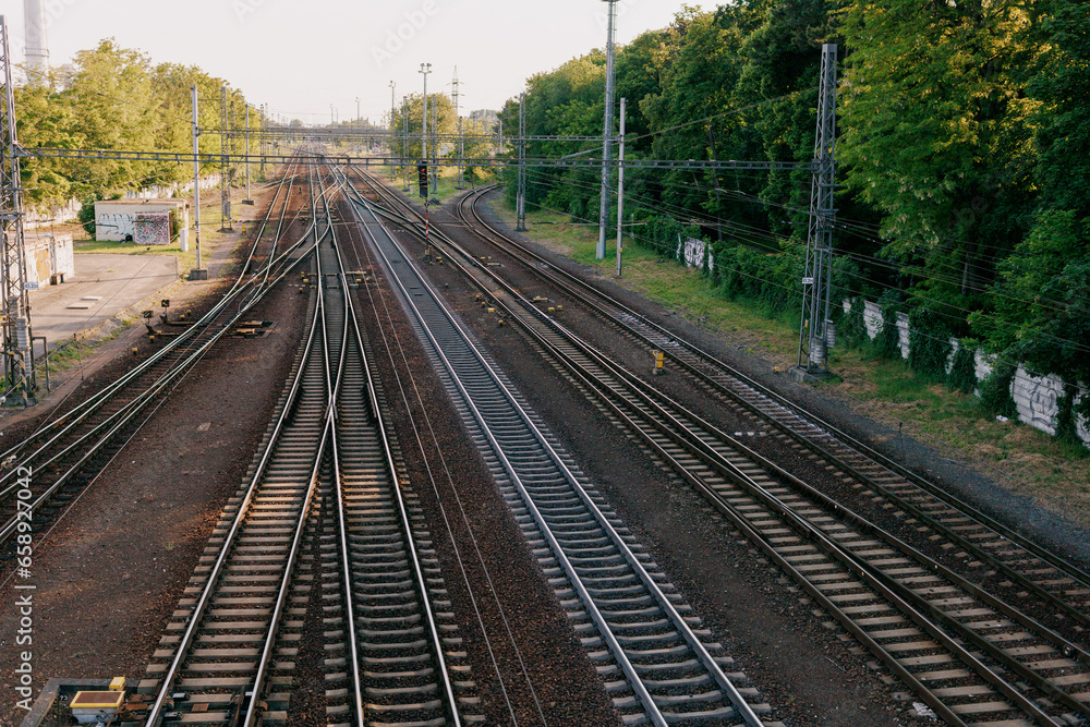 Railroad tracks in the city