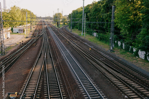 Railroad tracks in the city