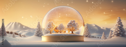 Beautiful Christmas banner with beautiful snow globes