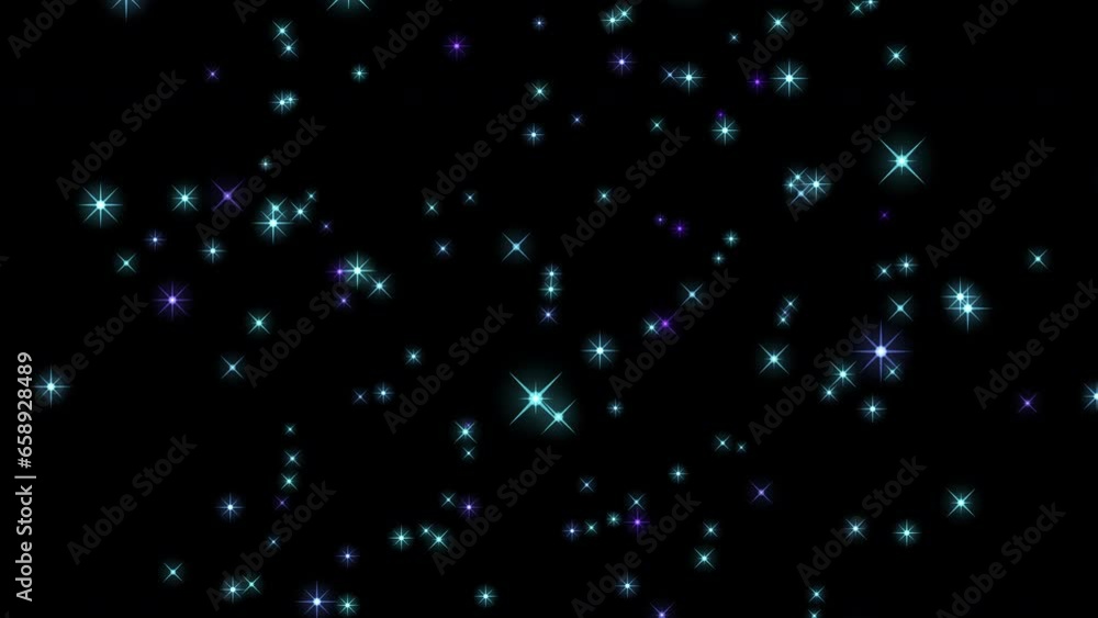 Futuristic iridescent, shiny stars in the night sky. Demonstrates a celestial symphony of stars in motion. 3d. 4K. Isolated black background. Futuristic iridescent, shiny stars in the night sky. Demonstrates a celestial symphony of stars in motion. 3d. 4K. Isolated black background.