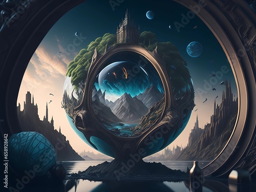 Surreal Worlds landscape - metaverse concept 