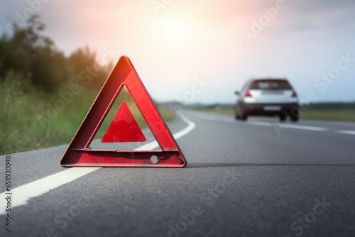 Emergency road sign triangle. Warning help. Generate Ai
