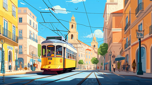 Lisboa ilustração, cidade colorida photo