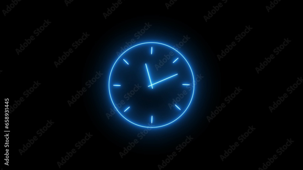 abstract glowing neon clock illustration background 4k abstract glowing neon clock illustration background 4k