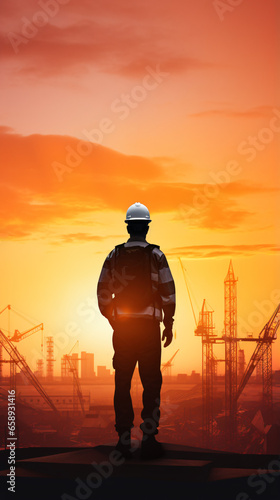 Worker builder standing at construction site. © Rimsha