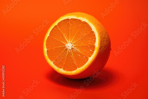 close up of a Orange Isolated on vivid background.