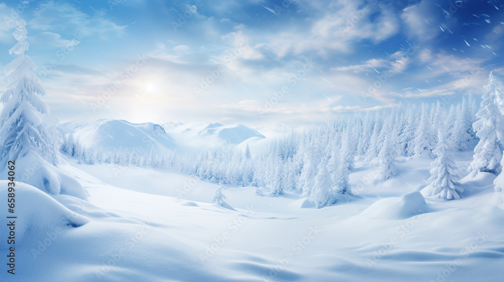 Winter background, tranquil scenery, natural beauty, template, banner