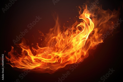 Fire flames isolated on black background. Realistic vector fire flames. Beautiful stylish fire flames, AI Generated