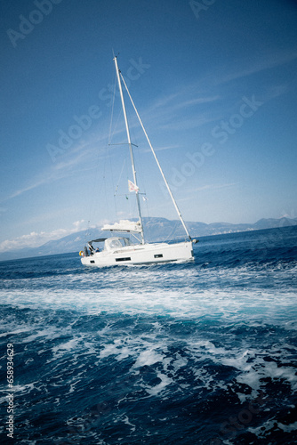 Yacht in Motion on the Open Sea