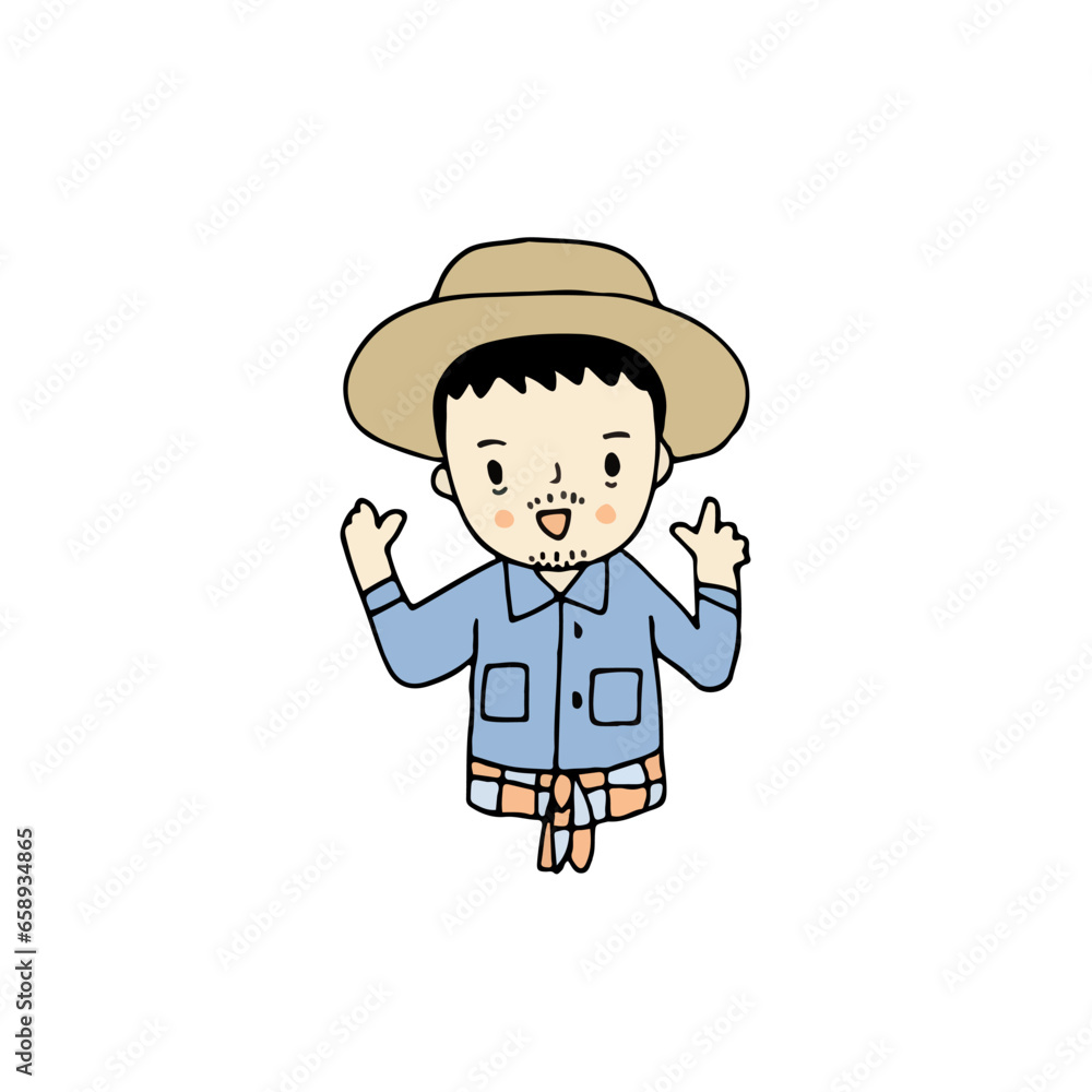 Smart farmer, hand drawn style vector illustration Smart farmer, hand drawn style vector illustration