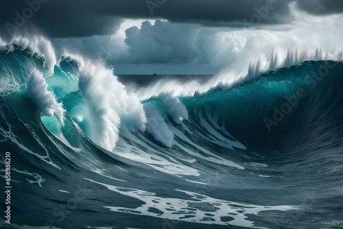 waves on the water  in ocean generated by AI technology © abdur