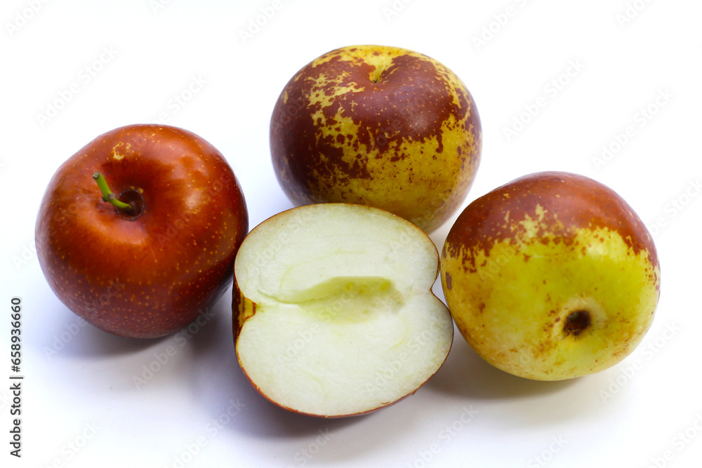 Fresh jujube fruit on white background Fresh jujube fruit on white background