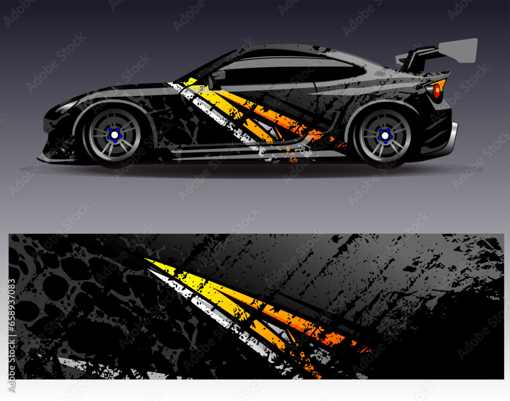 Car wrap design vector.Graphic abstract stripe racing background designs for vehicle, rally, race, adventure and car racing livery Car wrap design vector.Graphic abstract stripe racing background designs for vehicle, rally, race, adventure and car racing livery