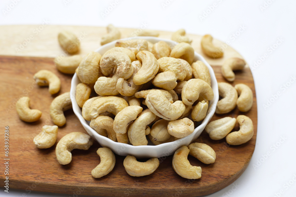 Cashew nuts on white background. Cashew nuts on white background.